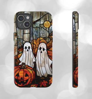 Halloween Phone Case Ghosts Faux Stained Glass Spooky Cover Halloween Lovers fit for iPhone 15 14 13 12 11 Pro Max Xr 8 Plus, Samsung S24 S23 S22 FE A15 A14 A55 A25 Pixel 8 7