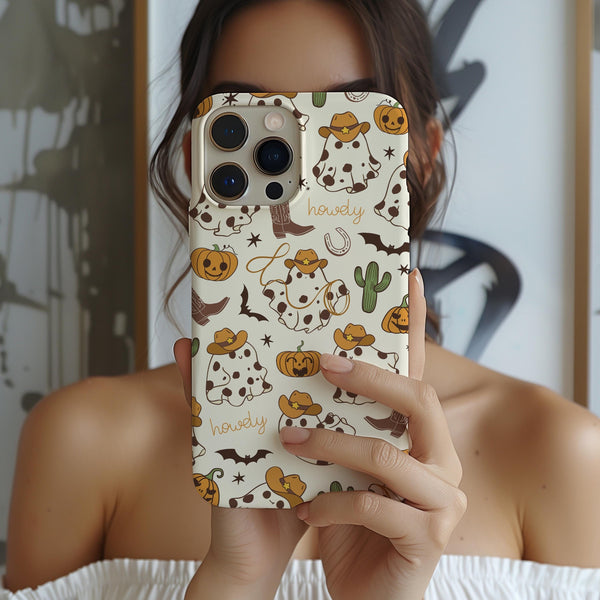 Western Ghost Phone Case, Cute Halloween, Cowboy Phone Coverfit for iPhone 15 14 13 12 11 Pro Max Xr 8Plus, Samsung S24 S23 S22 FE A15 A14 A55A25 Pixel 8 7