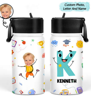 Kid - Custom Photo Letter School Kid - Personalized Kids Water Bottle