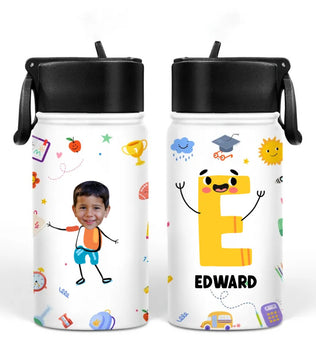 Kid - Custom Photo Letter School Kid - Personalized Kids Water Bottle